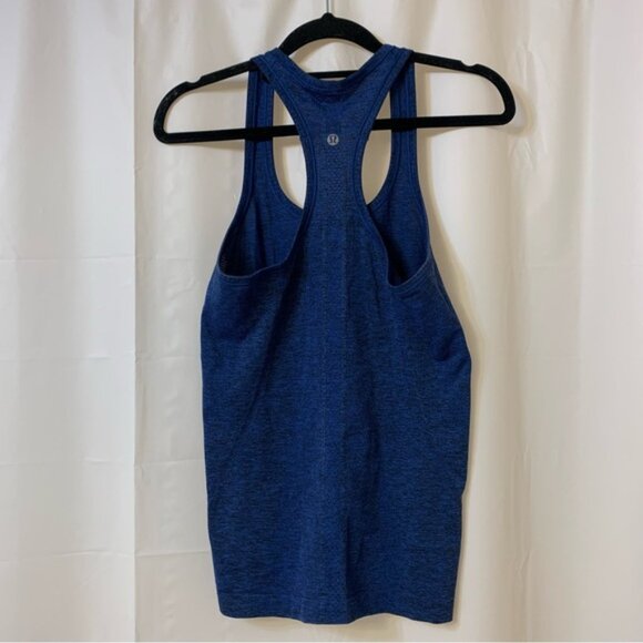 Lululemon Swiftly Tech Tank Heathered Blue Black Size 4 - Picture 3 of 5